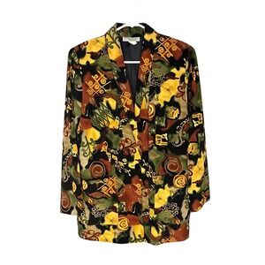 Kensington Square Vintage Women's 90's Blazer‎ Polyester Pockets S USA Made